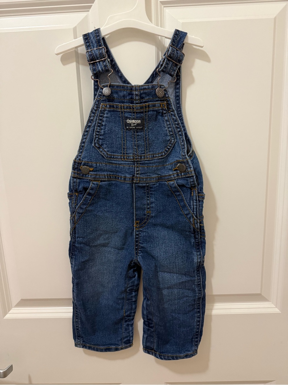 OshKosh B'gosh Kids' Dark Blue Denim Overalls - 12m - like New